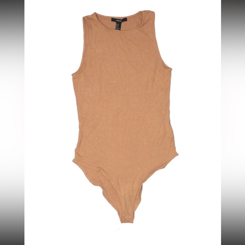 Forever 21 Tan Beige Brown Bodysuit Medium Donate